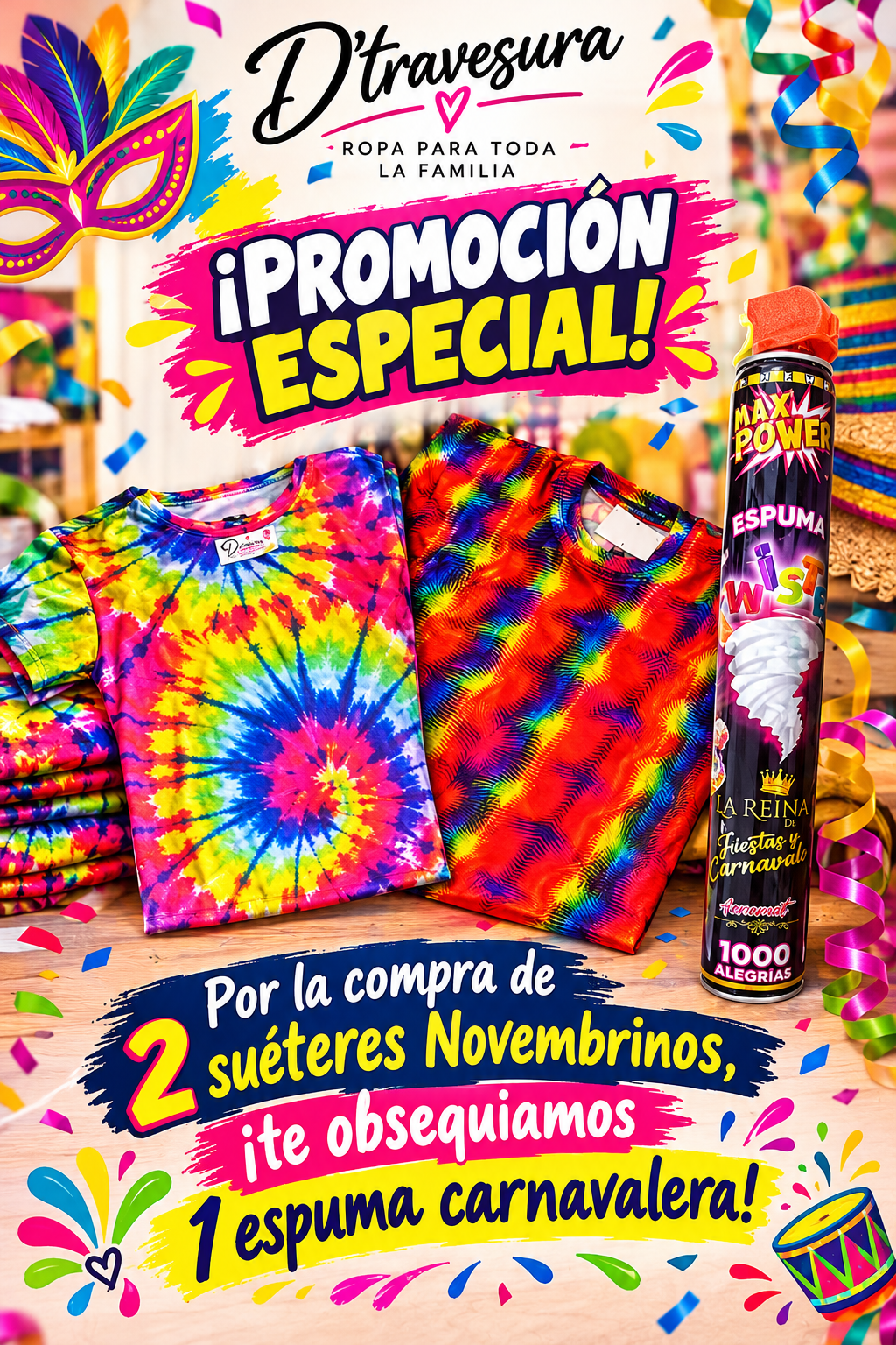 Gran Combo carnavalero con obsequio una  Espuma